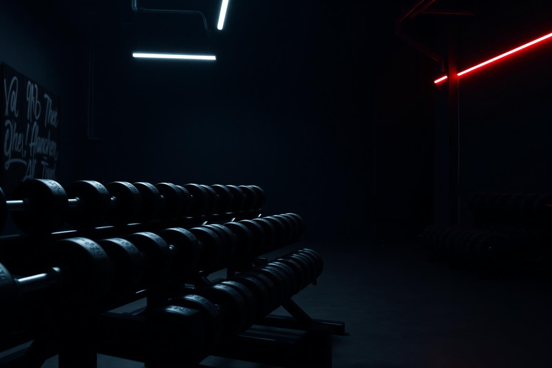 Premium gym floor with dramatic lighting